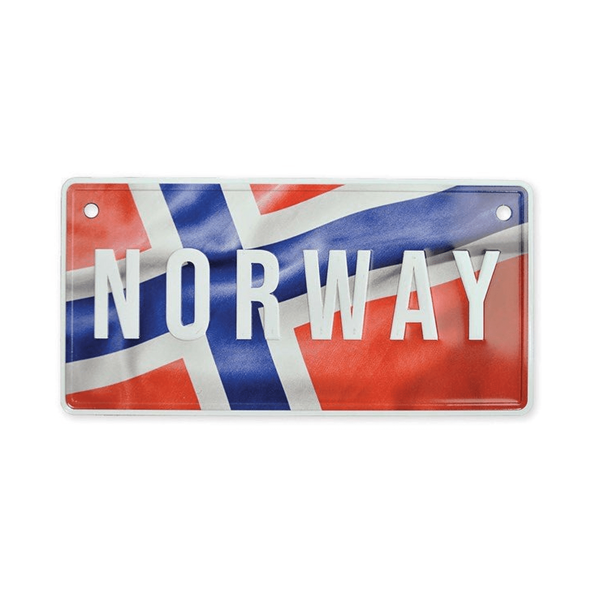 Bilskilt, Norway med flaggfoto, 15x7, preget - NorwegianShop24