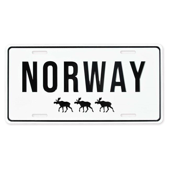 Bilskilt, Norway m/elger, 30x15, preget - NorwegianShop24
