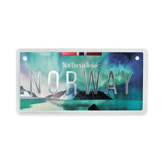 Bilskilt, Norway Nordlys foto, 15x7, foliert - NorwegianShop24