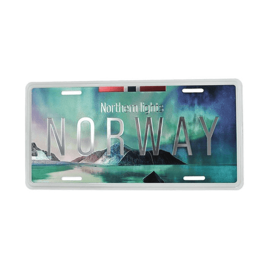 Bilskilt, Norway Nordlys foto, 30x15, foliert - NorwegianShop24