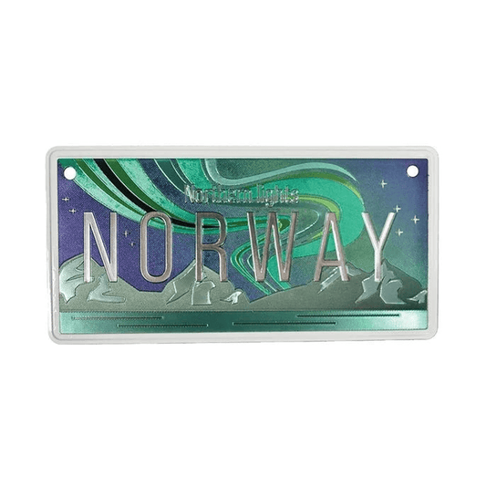 Bilskilt, Norway Nordlys tegnet, 15x7, foliert - NorwegianShop24