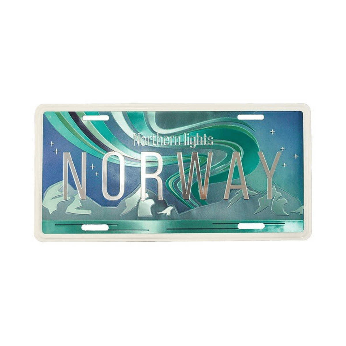 Bilskilt, Norway Nordlys tegnet, 30x15, foliert - NorwegianShop24