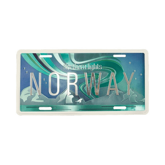 Bilskilt, Norway Nordlys tegnet, 30x15, foliert - NorwegianShop24