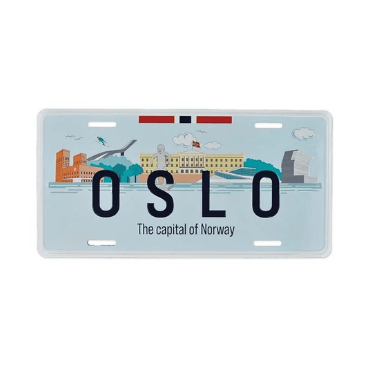 Bilskilt, Oslo skyline, 30x15, preget - NorwegianShop24