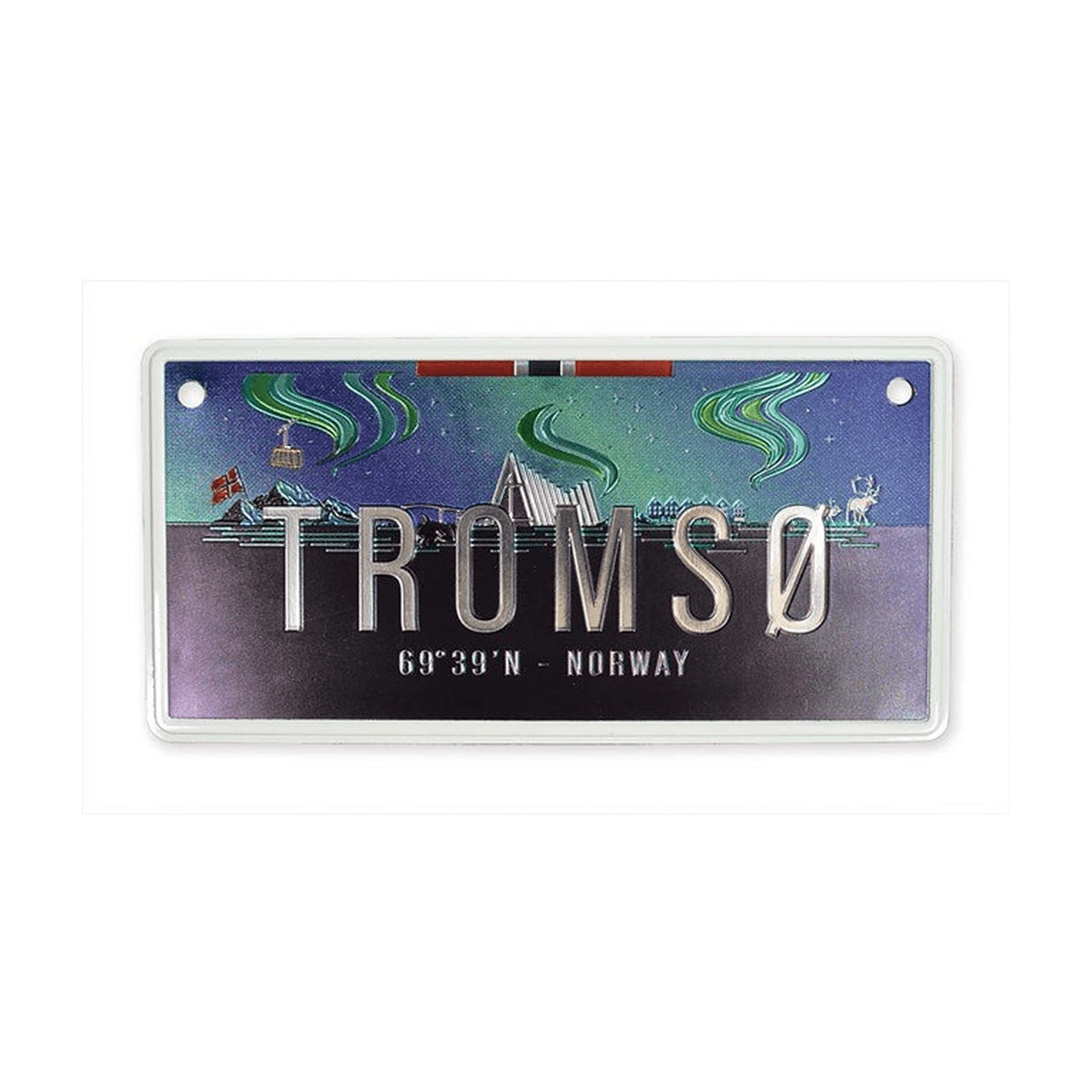 Bilskilt, Tromsø nordlys, 15x7, foliert - NorwegianShop24