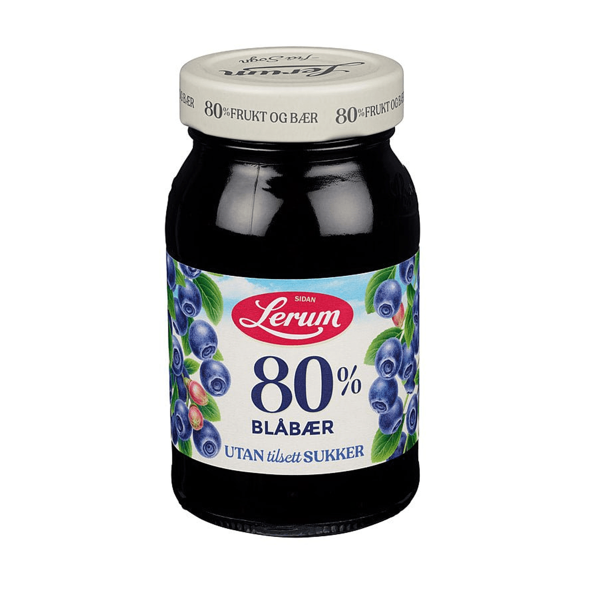 Blåbærsyltetøy uten Sukker 330g Lerum - NorwegianShop24