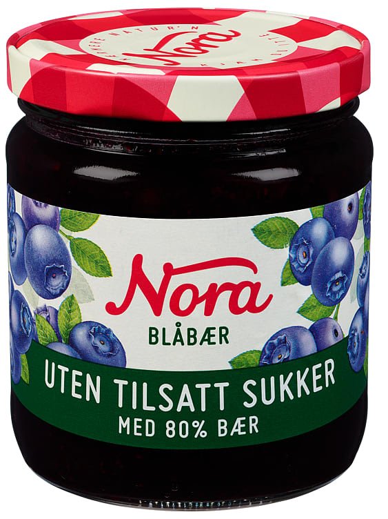 Blåbærsyltetøy 80% Uts 275g Nora - NorwegianShop24