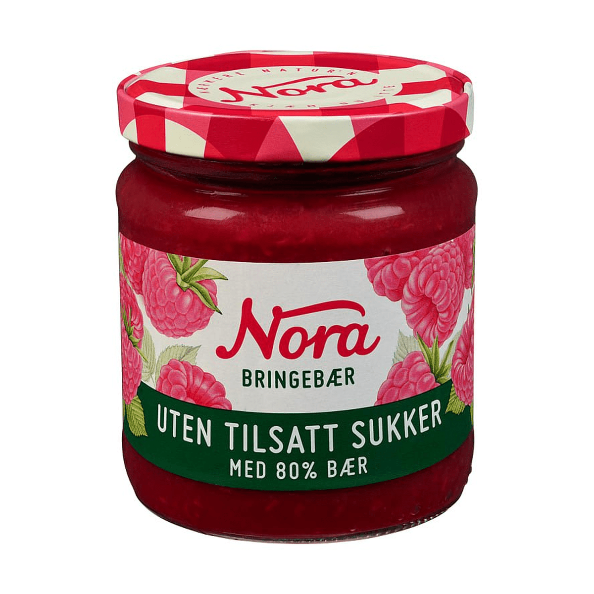 Bringebærsyltetøy 80% Uts 275g Nora - NorwegianShop24