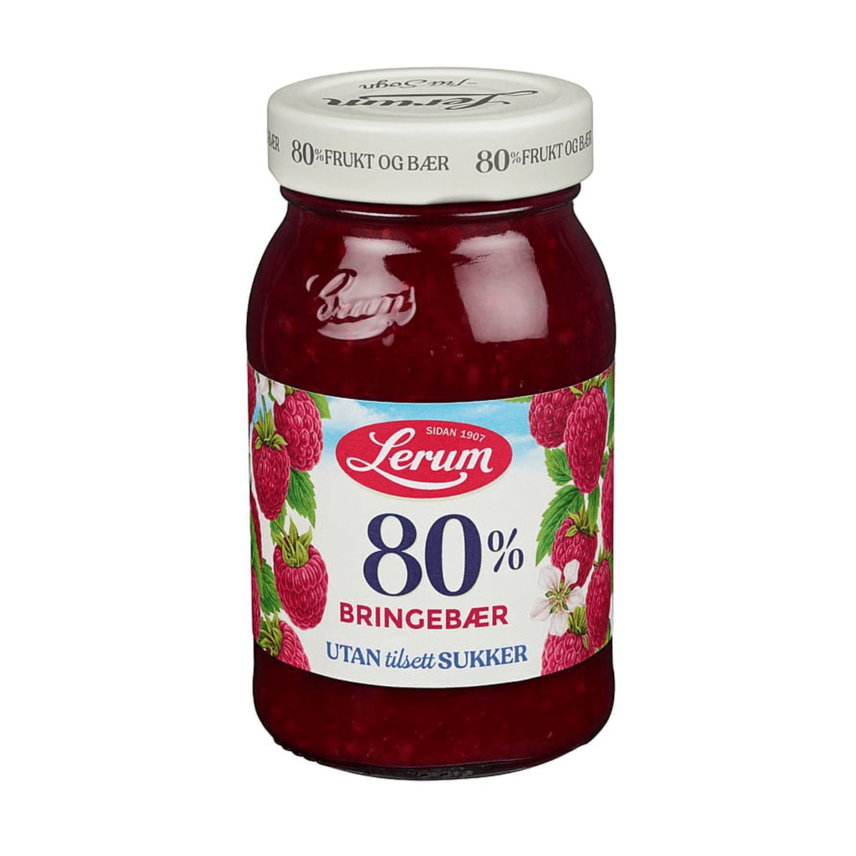 Bringebærsyltetøy uten Sukker 330g Lerum - NorwegianShop24