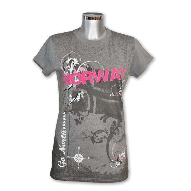 Dame T - skjorte, Flagg, Norway patch, Grå, M - NorwegianShop24