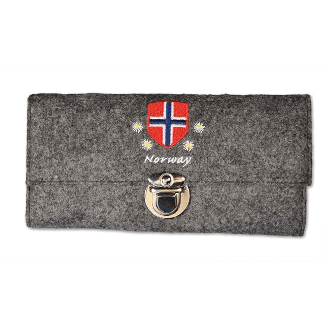 Damelommebok, Filt, Grå - NorwegianShop24