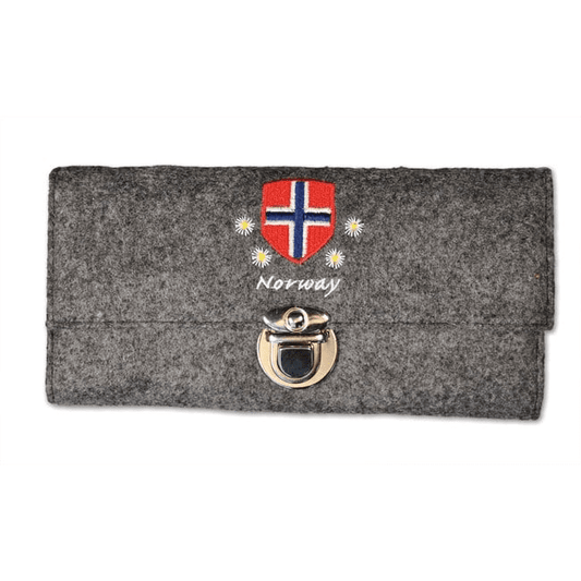 Damelommebok, Filt, Grå - NorwegianShop24