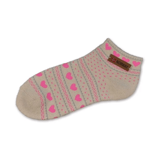 Damesokk, Angora, Beige/Rosa - NorwegianShop24