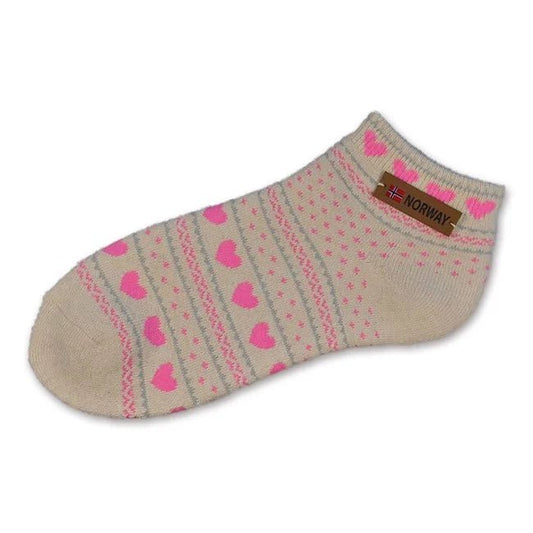 Damesokk, Angora, Beige/Rosa - NorwegianShop24