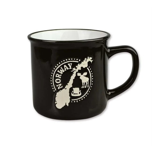 Farge krus, Norgeskart, Sort - NorwegianShop24