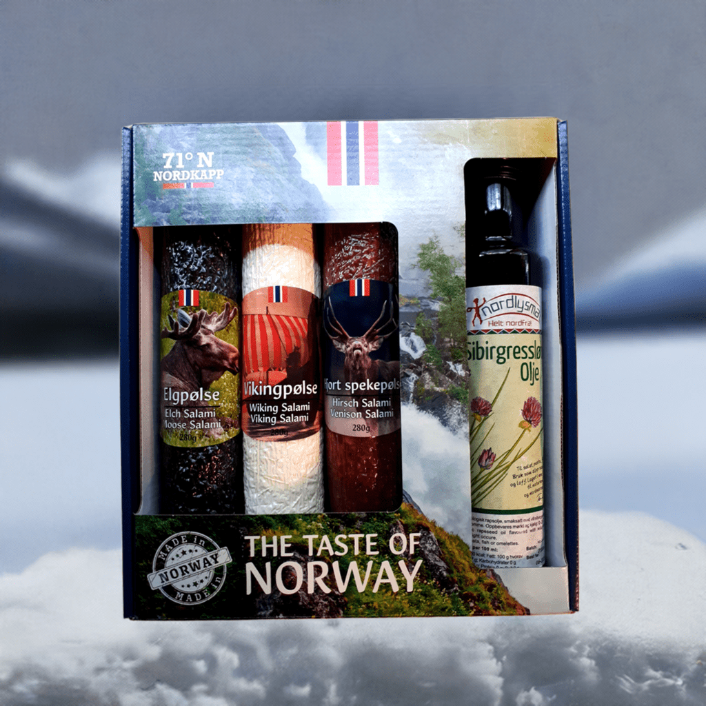 Gavesett med norske spesialiteter/Sibirgressløkolje - NorwegianShop24