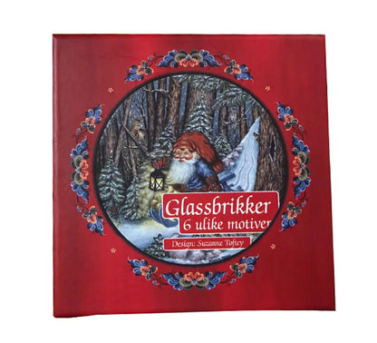 Glassbrikker sett a 6 i gaveeske Julestemning - NorwegianShop24