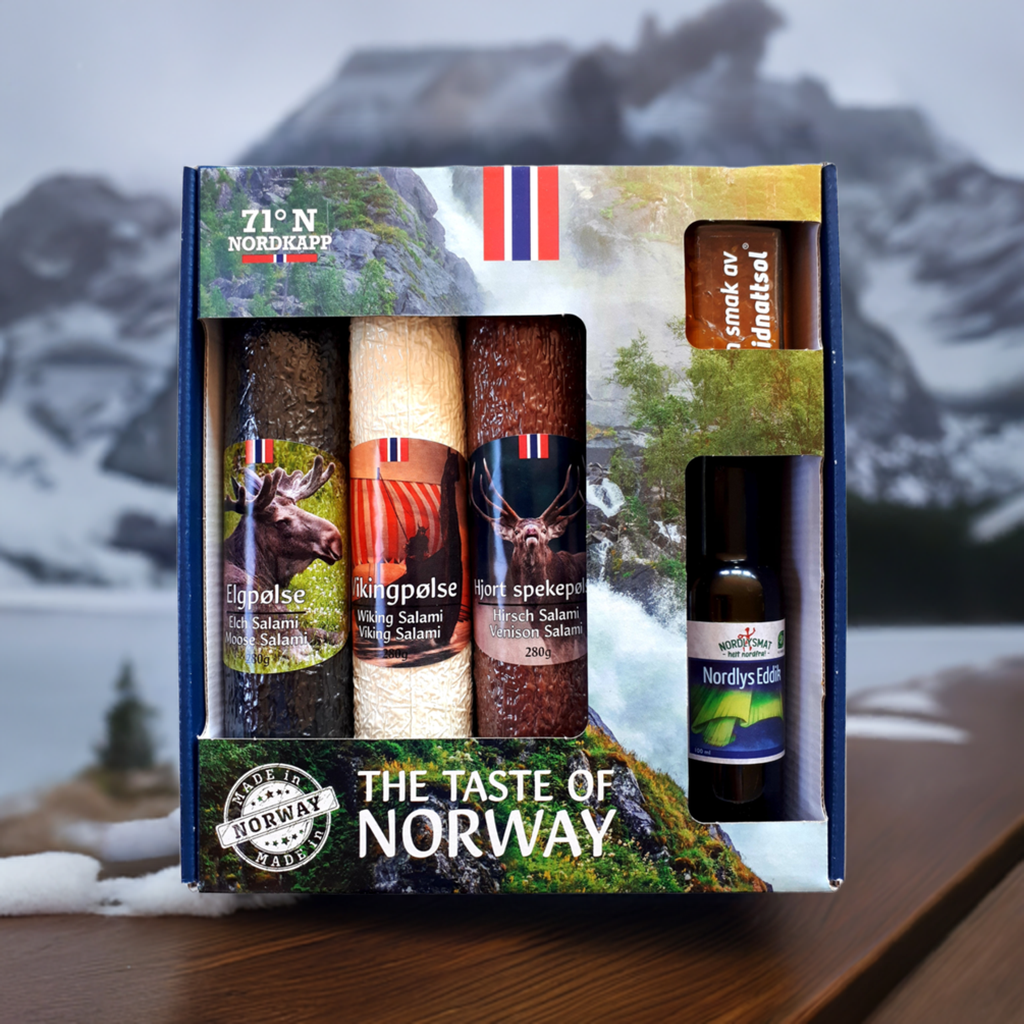 Geschenkset mit norwegischen Spezialitäten/Nordlys-Essig