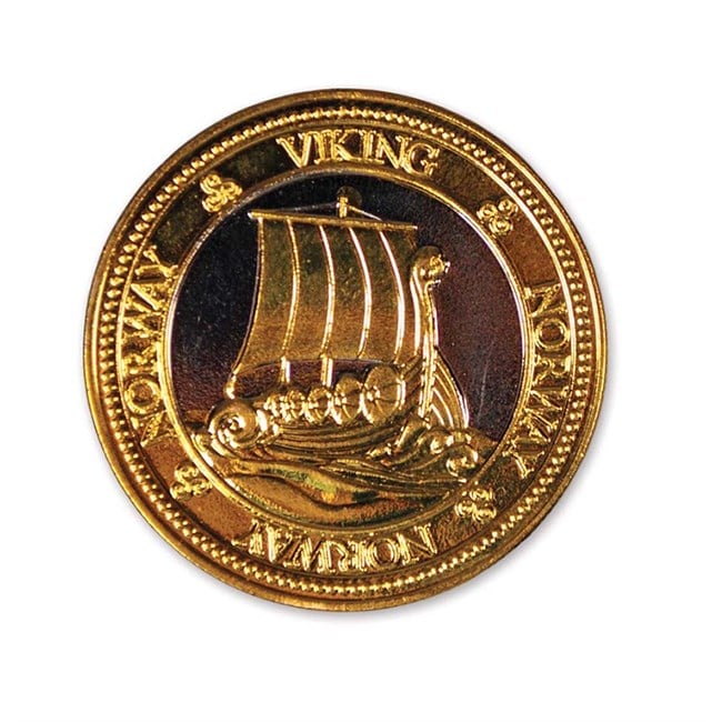 Gullmynt, vikingskip - NorwegianShop24