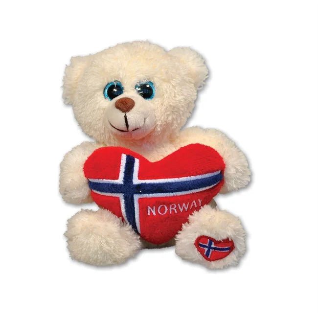 Isbjørn m/flagghjerte, Liten - NorwegianShop24