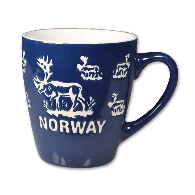 Keramikk krus, Reinsdyr, Blå - NorwegianShop24