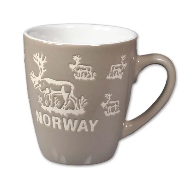 Keramikk krus, Reinsdyr, Lys Grå - NorwegianShop24