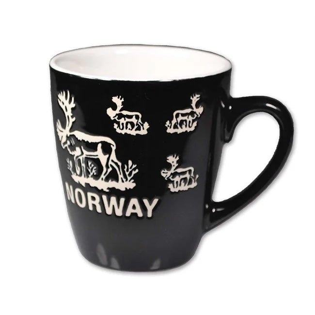Keramikk krus, Reinsdyr, Sort - NorwegianShop24
