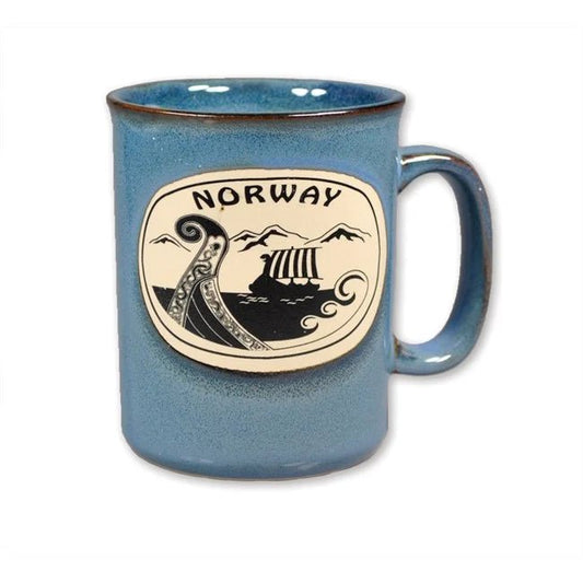 Keramisk krus vikingskip, Blå - NorwegianShop24