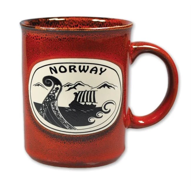 Keramisk krus vikingskip, Rød - NorwegianShop24