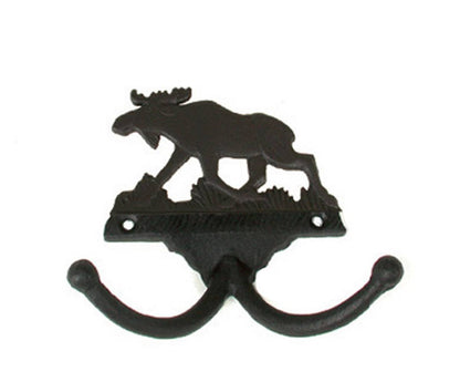 Knagg med elgmotiv 2 kroker støepjern - NorwegianShop24