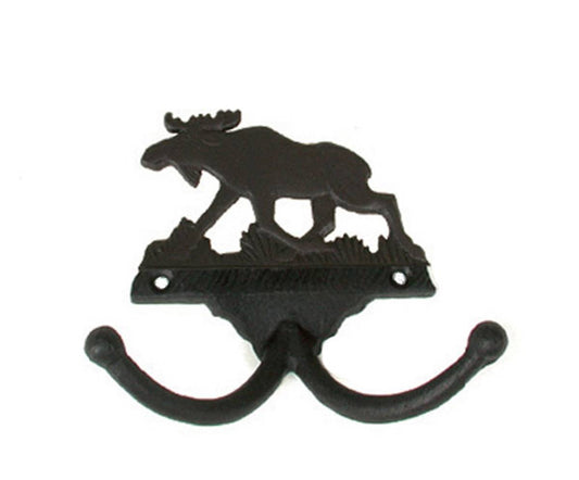 Knagg med elgmotiv 2 kroker støepjern - NorwegianShop24