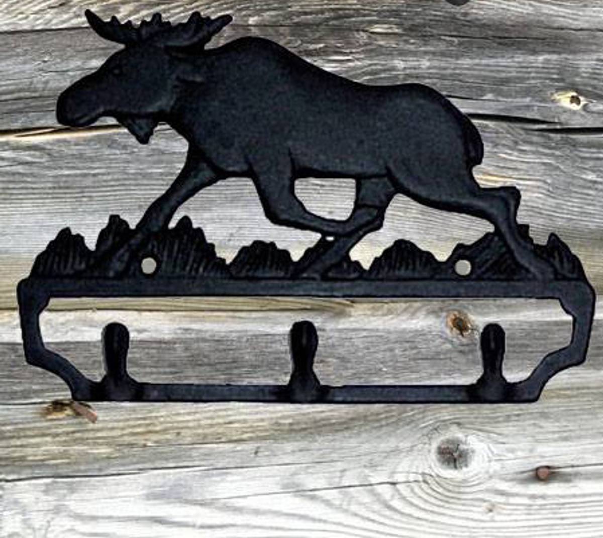 Knagg med elgmotiv 3 kroker støpejern - NorwegianShop24