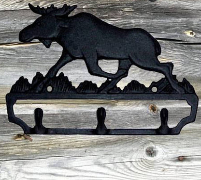 Knagg med elgmotiv 3 kroker støpejern - NorwegianShop24