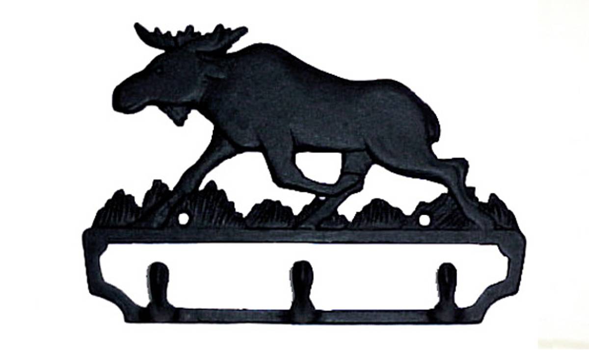 Knagg med elgmotiv 3 kroker støpejern - NorwegianShop24