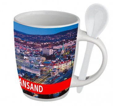 Kopp m/ skje, Kristiansand - NorwegianShop24