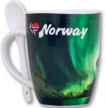 Kopp m/ skje, Nordlys - NorwegianShop24