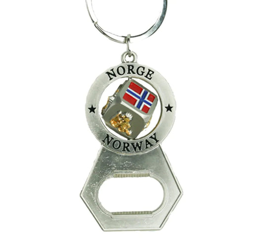 Nøkkelring, flaskeåpner, terning m.flagg, troll, elg, vikingskip - NorwegianShop24