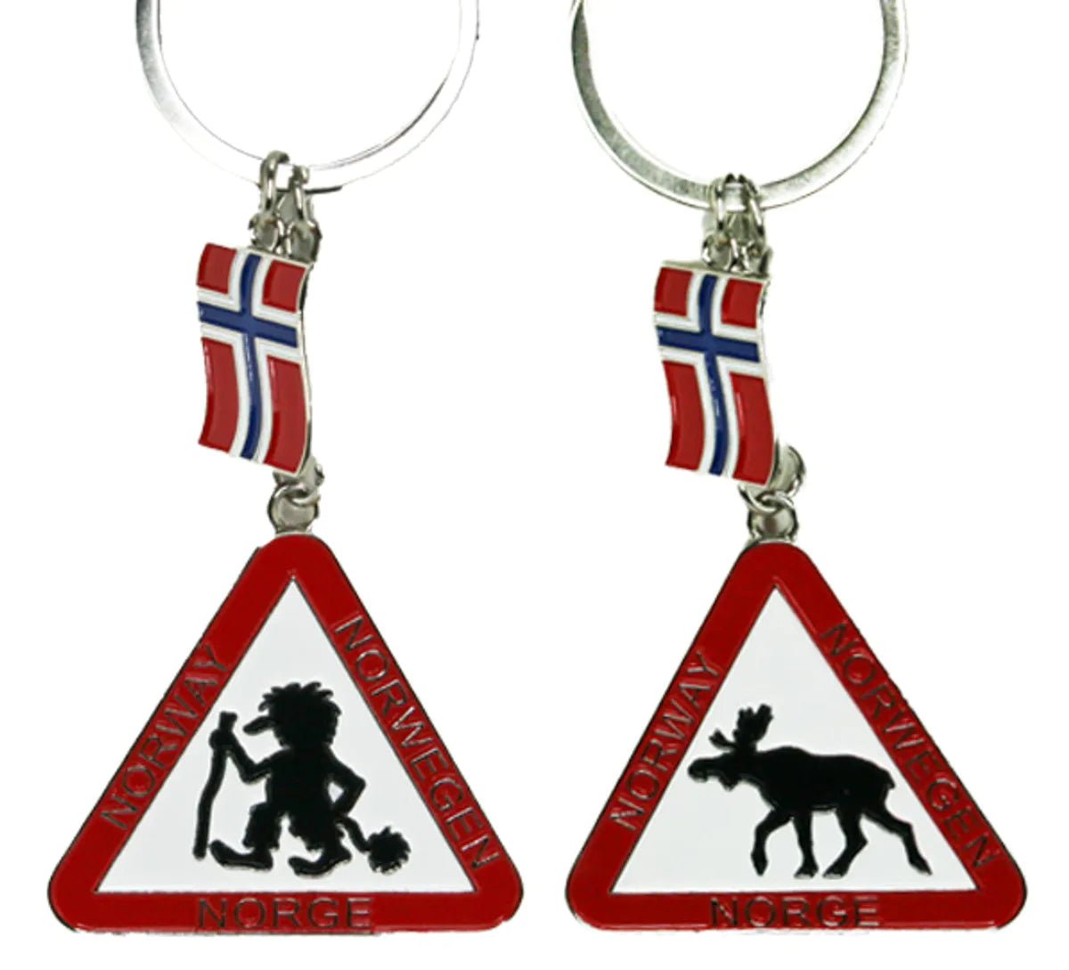 Nøkkelring, troll - og elgskilt og flagg - NorwegianShop24