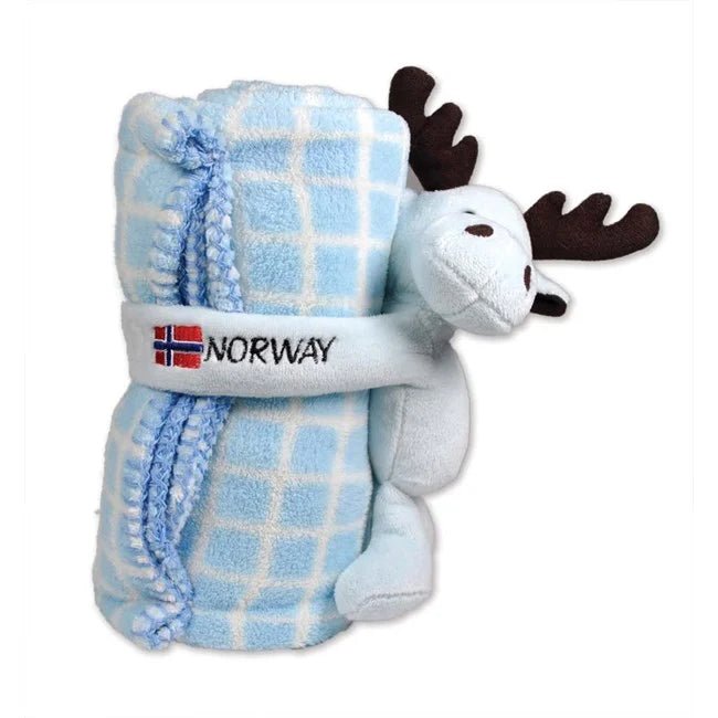 Plysh elg med håndkle, Lys blå - NorwegianShop24