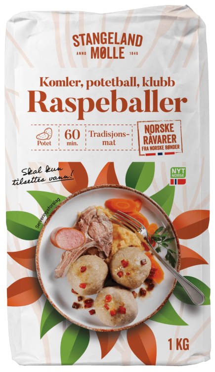 Raspeballer 1kg Stangeland Mølle - NorwegianShop24