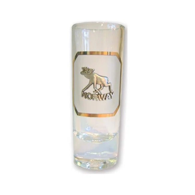 Snapsglass, Elg, Tinn emblem - NorwegianShop24