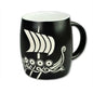Stort kaffekrus, Sort m/Vikingskip - NorwegianShop24
