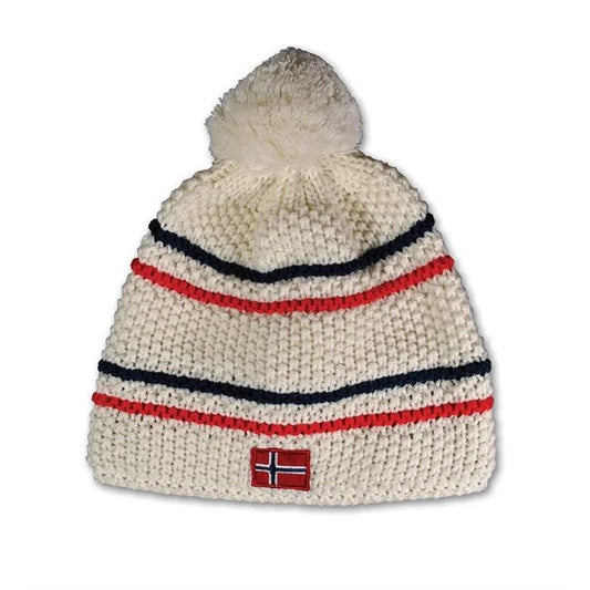 Strikket lue, Perlestrikk, Hvit - NorwegianShop24