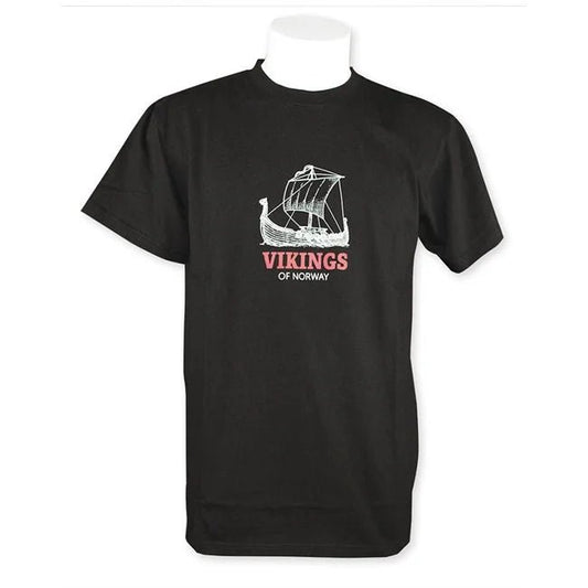 T - skjorte, Vikingskip, unisex, Sort, XL - NorwegianShop24
